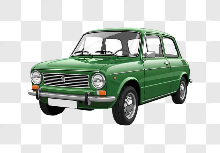 green retro car vector art on transparent background edited