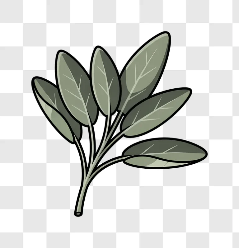 green sage herb sprig simple illustration edited
