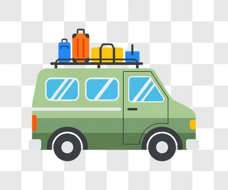 green travel van with rooftop luggage icon edited