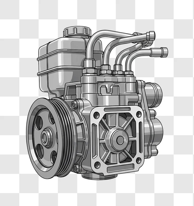 grey automotive hydraulic pump illustration on white edited