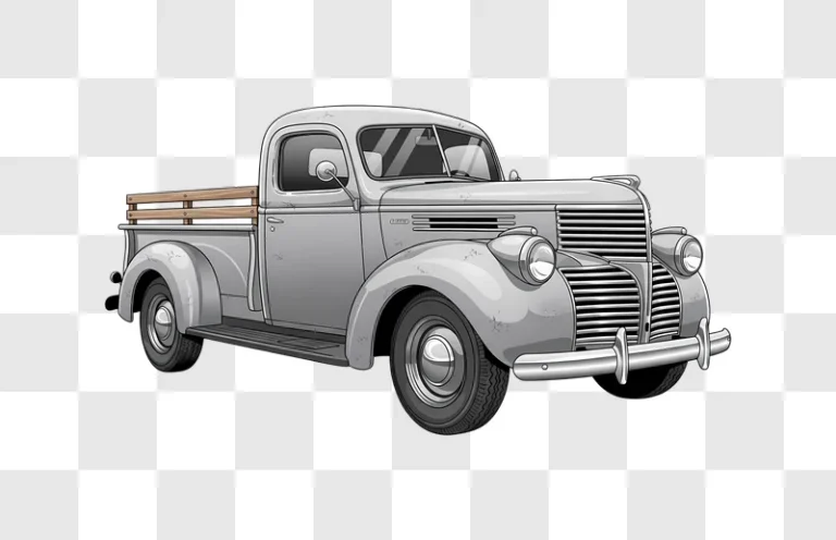 grey vintage pickup truck illustration edited