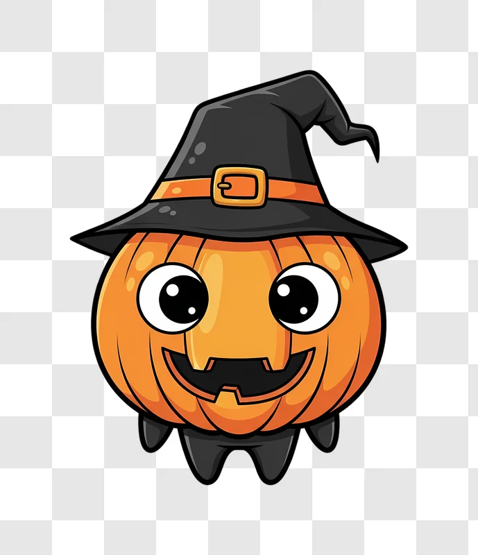 halloween pumpkin witch cartoon character smiling edited