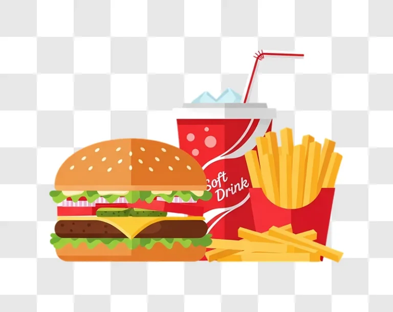 hamburger soft drink french fries flat illustration edited