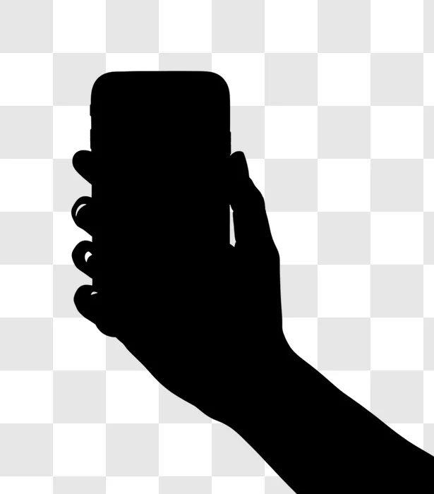 hand holding smartphone silhouette on black edited