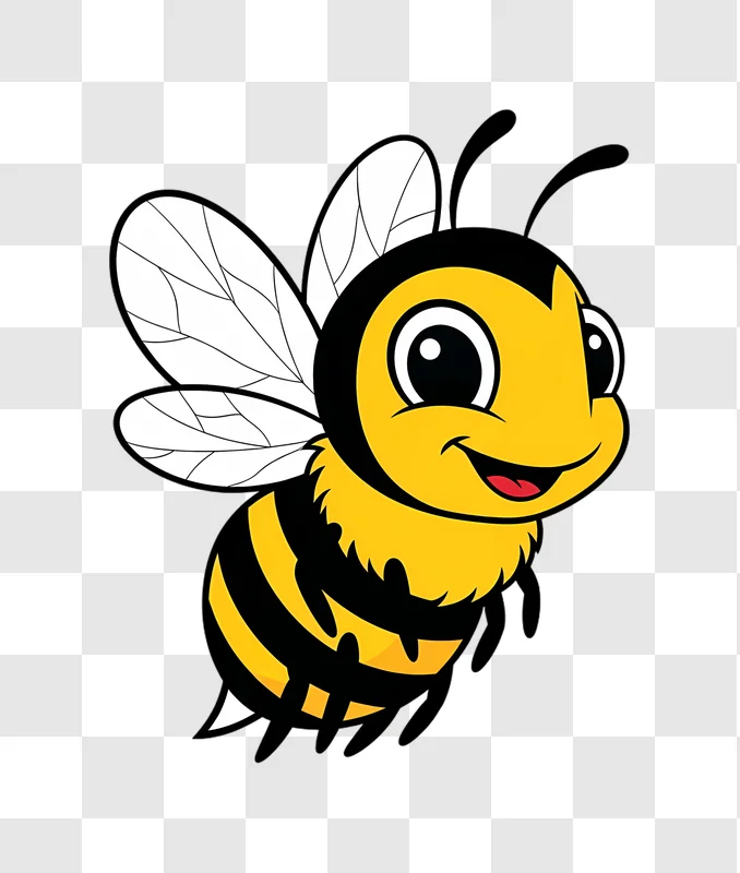happy cartoon bee flying with smile edited