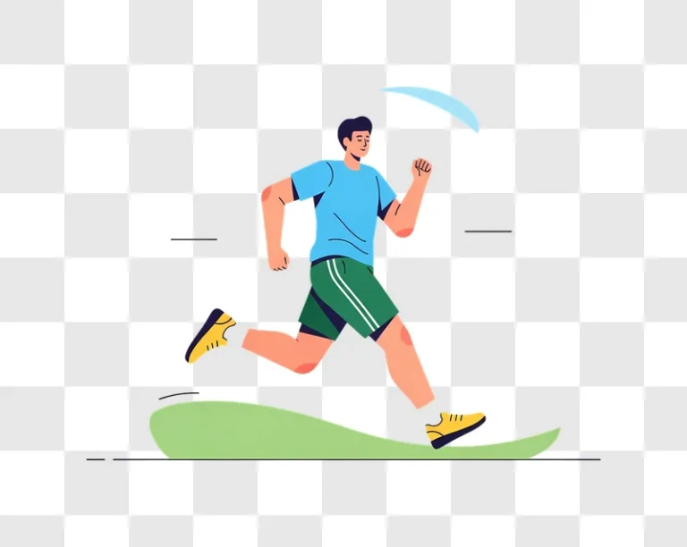 happy man running on green curved path illustration edited