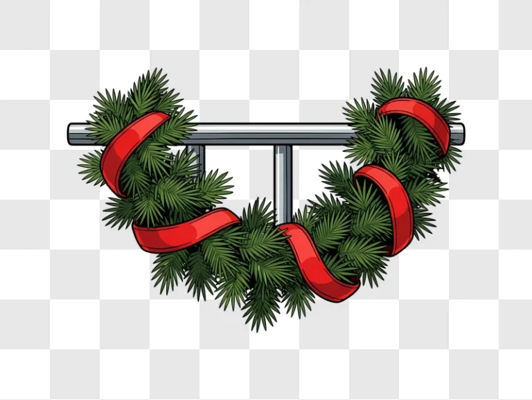 heart shaped christmas wreath with red ribbons on rail edited