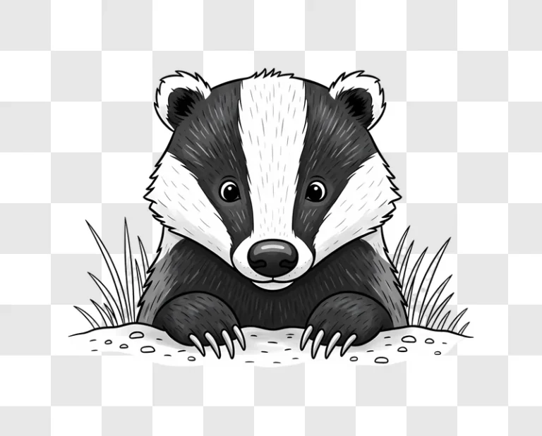 illustrated badger peeking out from burrow edited