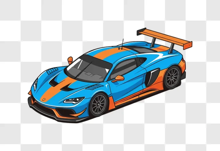 illustrated blue and orange race car edited