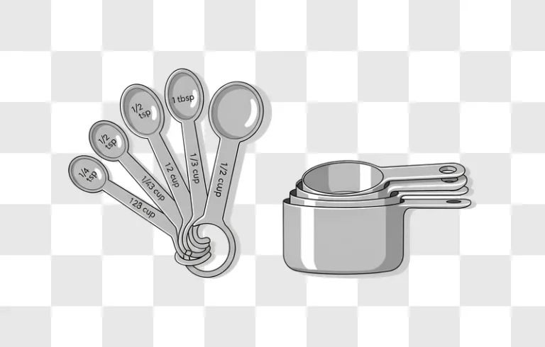 illustrated kitchen measuring spoons and cups on grey edited