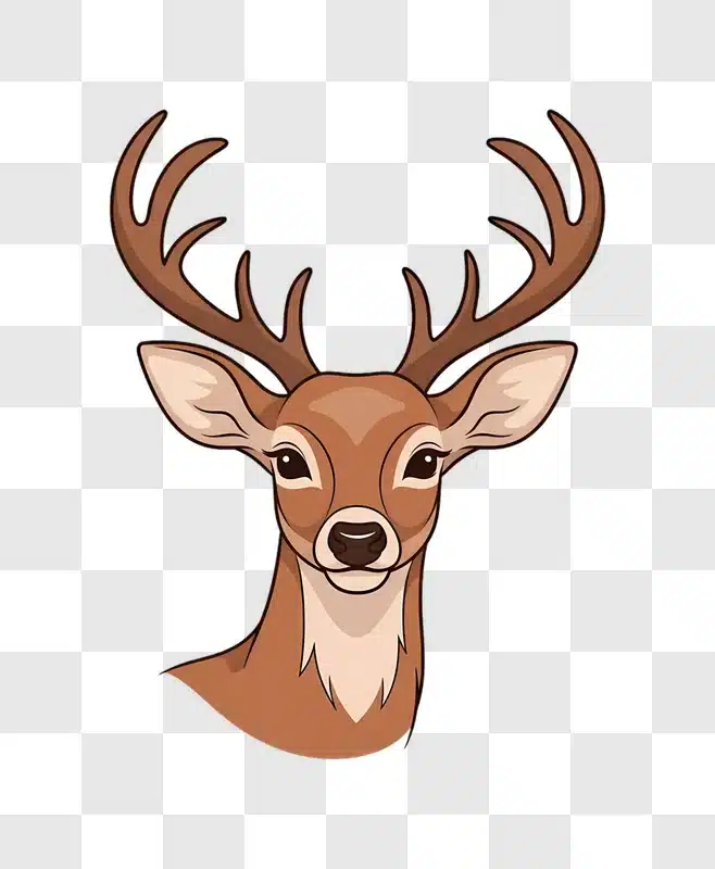 illustrated stag head isolated white background