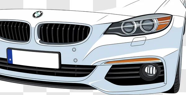 illustrated white bmw car front view edited