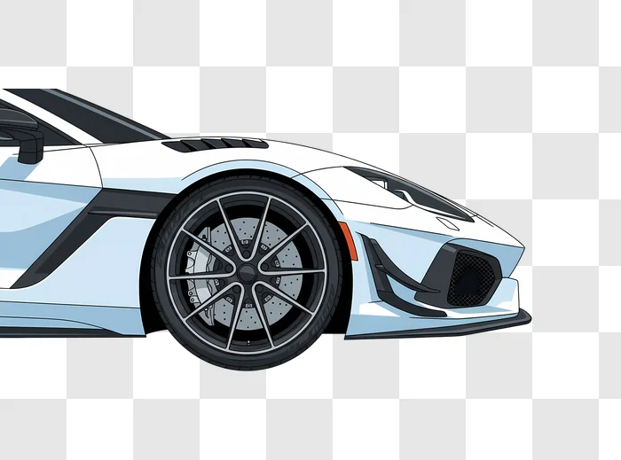 illustrated white sports car dynamic angle edited