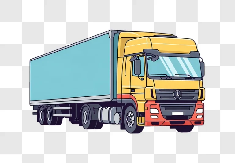 illustrated yellow truck blue trailer edited