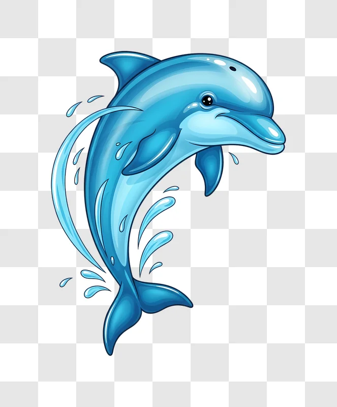 illustrative blue dolphin leaping from water edited