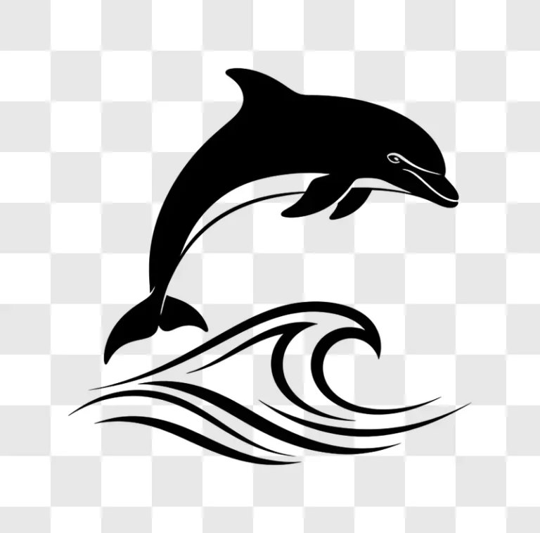 jumping dolphin over stylized ocean wave edited
