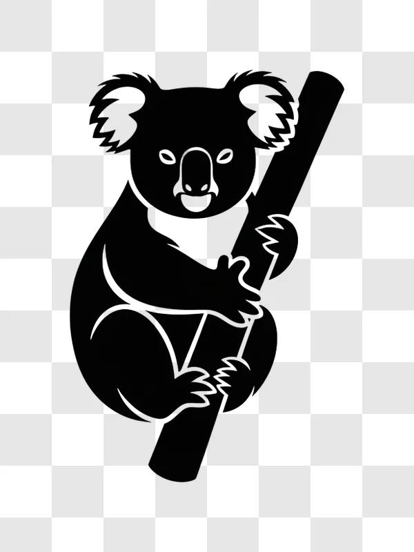 koala silhouette clinging to tree branch edited