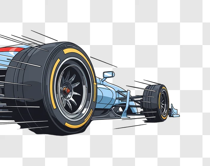 light blue f1 race car speeding illustration edited