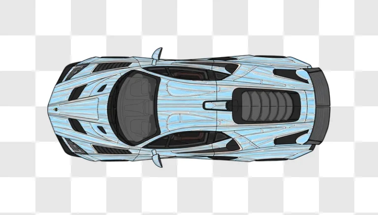 light blue stylized supercar top view edited
