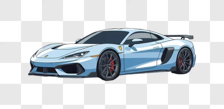 light blue supercar illustration isolated view edited