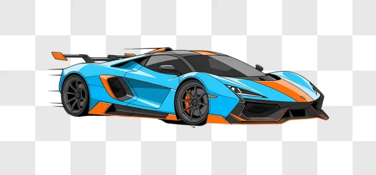 light blue and orange cartoon style supercar edited