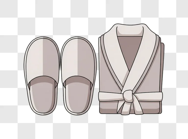 light grey bathrobe and slippers illustration edited