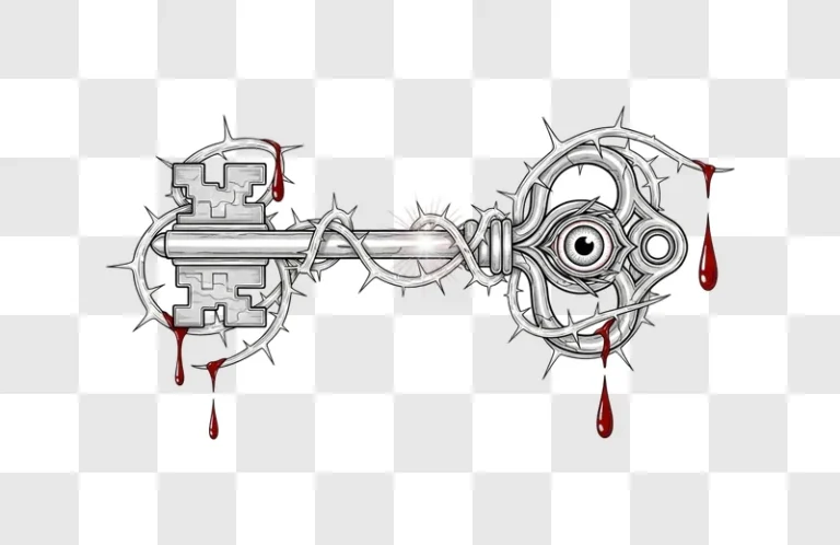 macabre silver key with bleeding eye edited