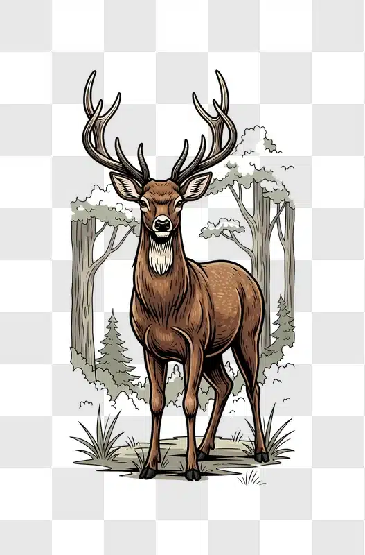 majestic deer standing in forest illustration edited
