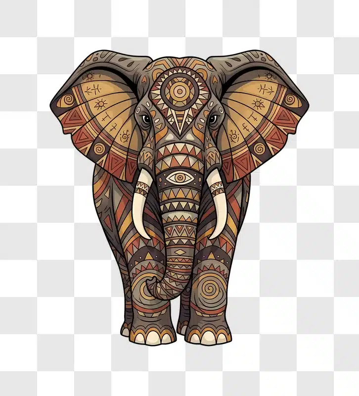 mandala style elephant art with tribal patterns edited