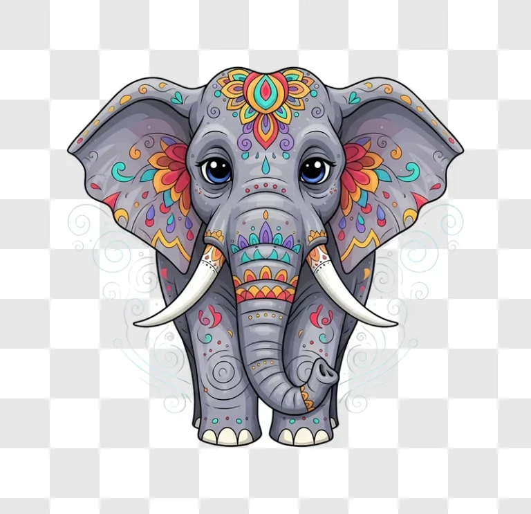 mandala style elephant illustration edited