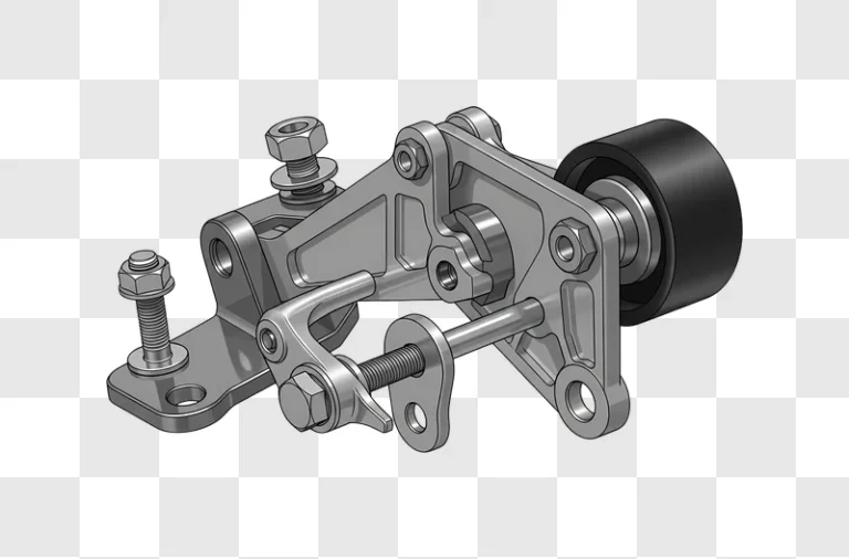 mechanical pulley assembly isolated on black edited