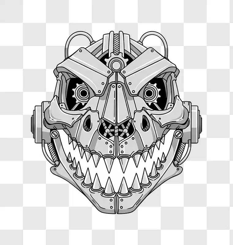 mechanical trex skull with gears edited
