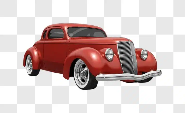 metallic red hot rod coupe isolated edited