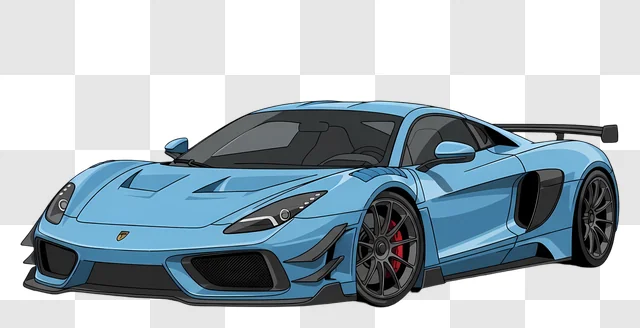 modern blue sports car vector art transparent edited