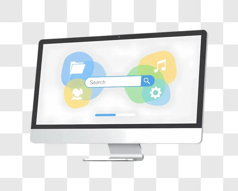 modern monitor displaying colorful search interface edited