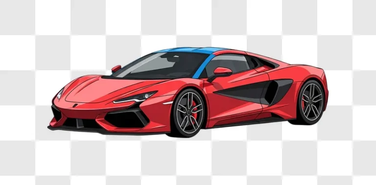 modern red sports car with blue roof illustration edited