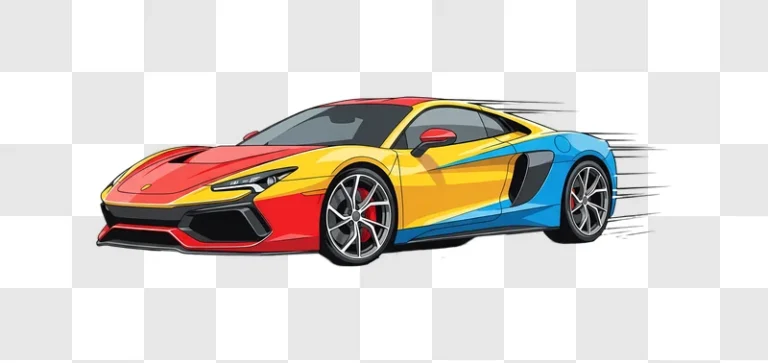 modern red yellow blue sports car illustration edited