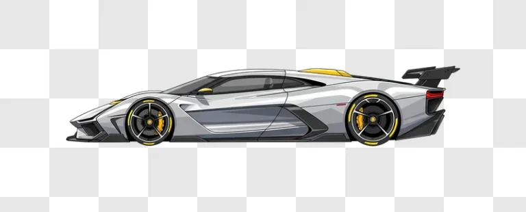 modern silver race car side profile illustration edited