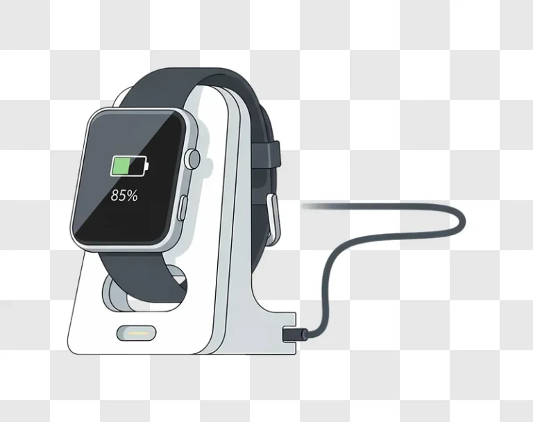 modern smartwatch charging on white dock station edited