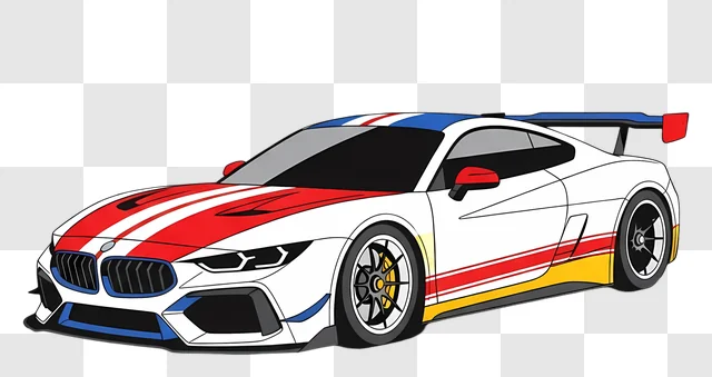 modern sports car with racing livery isolated edited