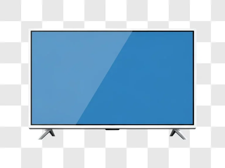 modern white tv with blue screen and reflection edited