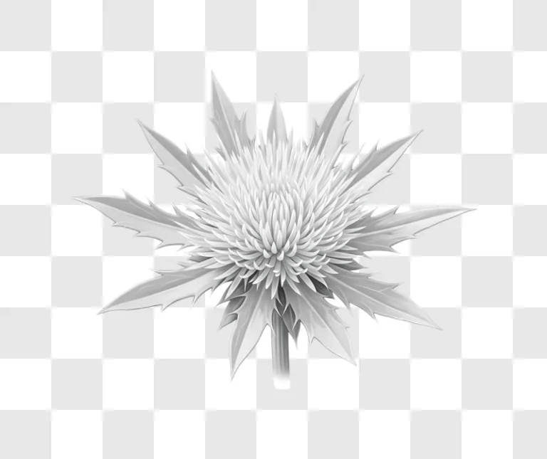 monochromatic spiky thistle transparent background edited