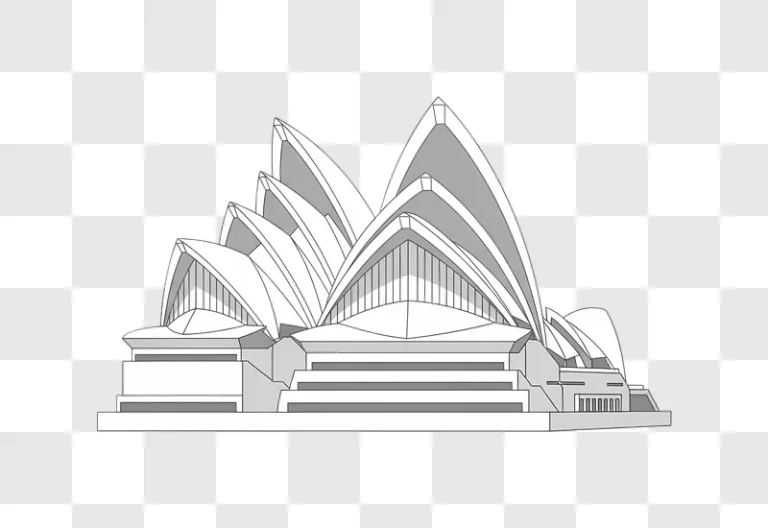 monochrome sydney opera house landmark illustration edited