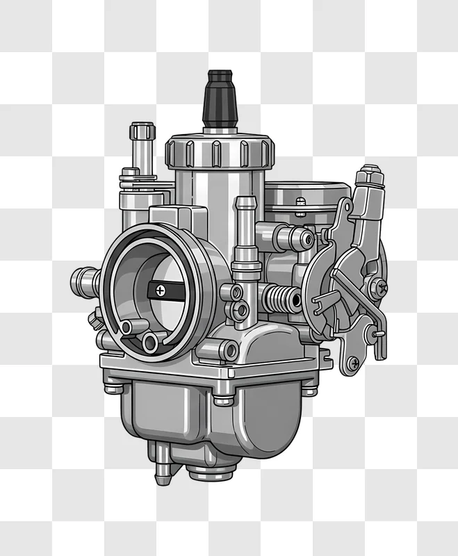 motorcycle carburetor technical drawing on grey edited