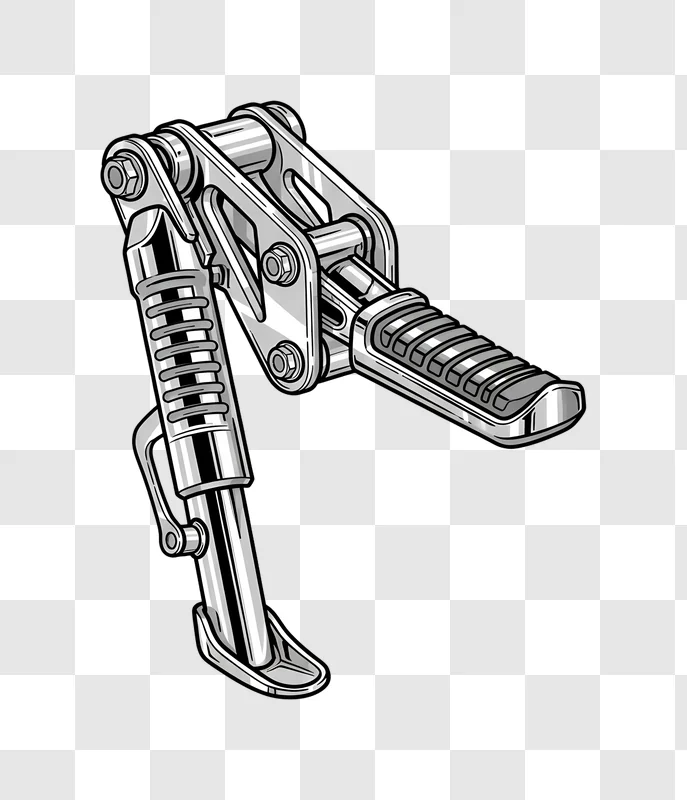 motorcycle chrome footpeg and side stand illustration edited