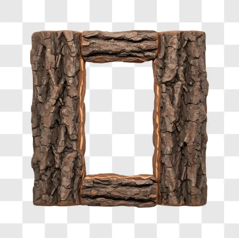natural bark frame with abstract stripes inside edited