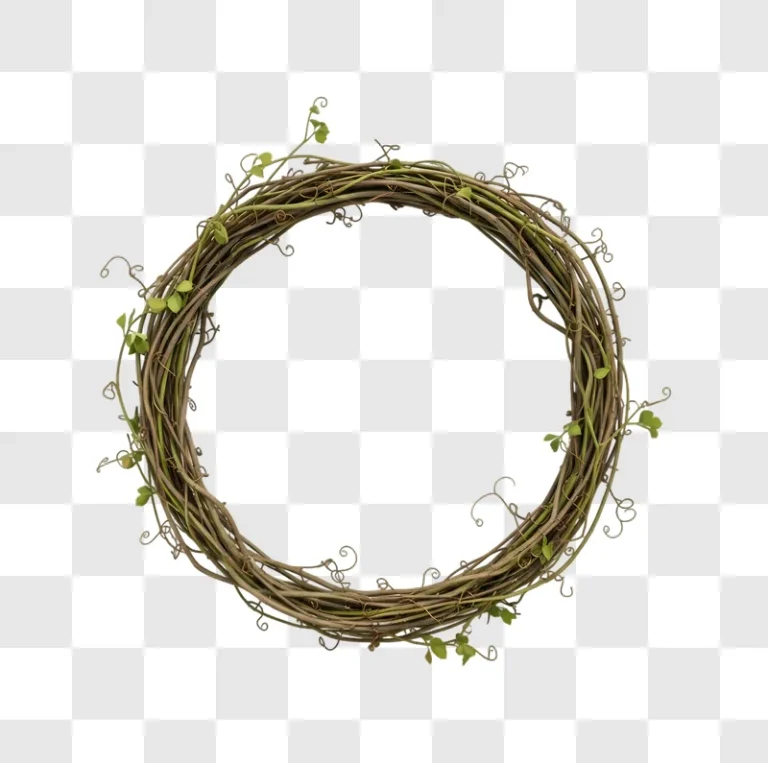 natural branch wreath on transparent background edited