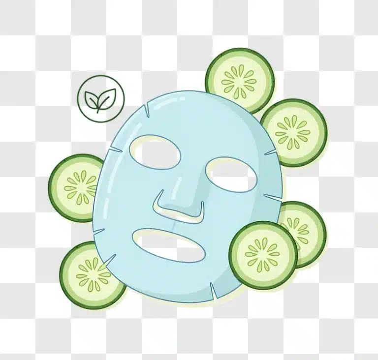 natural sheet mask with cucumber slices illustration edited