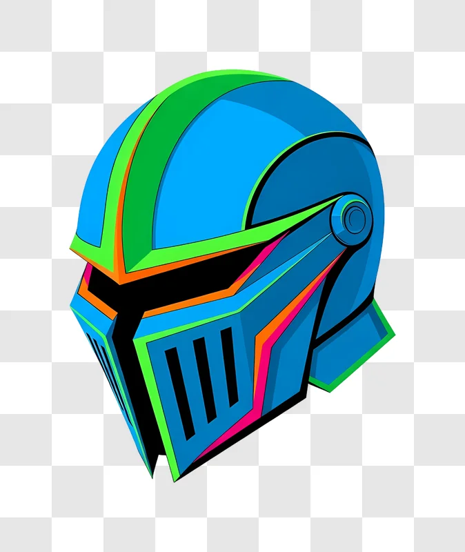 neon knight helmet illustration on green edited