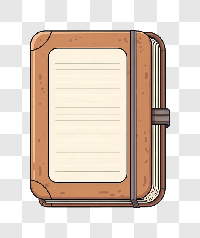 open brown notebook with lined pages edited